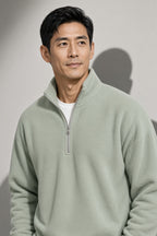 Men's Sweatshirt Quarter-Zip Stand Collar