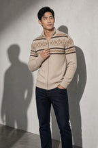 Men's Cardigan Fair Isle Zip-Up Front