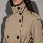 Women's Jacket Cropped Trench Turtle Neck