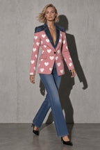 Women's Blazer Statement Pattern Single Button