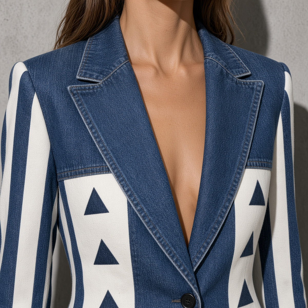 Women's Blazer Statement Pattern Single Button