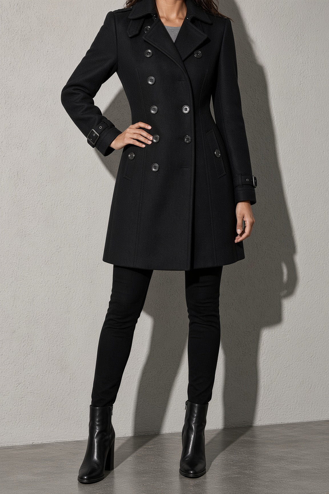 Women's Coat Double Breasted Longline