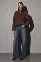 Women's Jacket Suede-Look Stand Collar