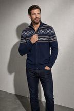 Men's Cardigan Fair Isle Zip-Up Front