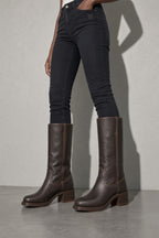 Boots For Women | Mid Calf Block Heel With Closed Toe