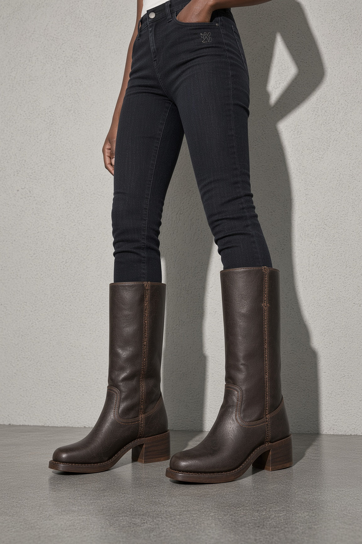 Boots For Women | Mid Calf Block Heel With Closed Toe