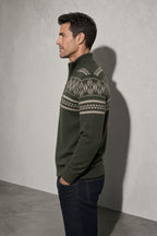 Men's Cardigan Fair Isle Zip-Up Front