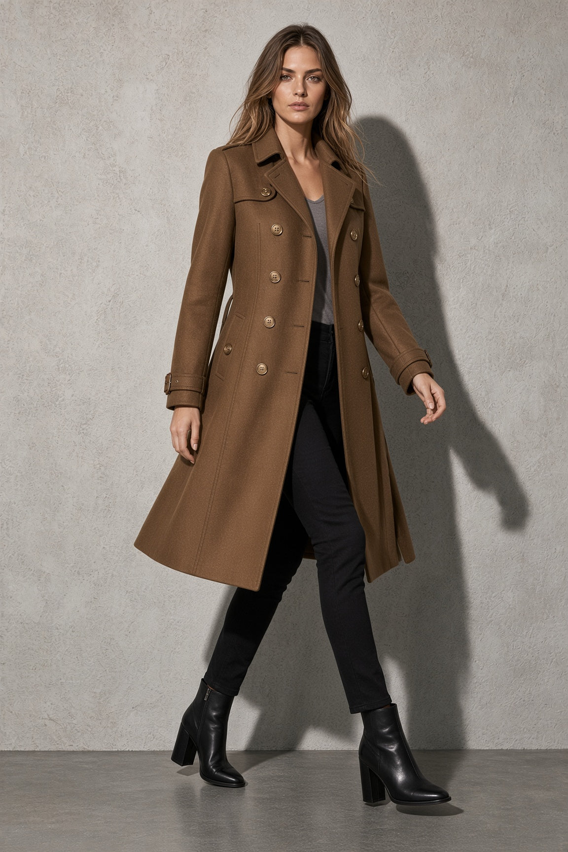 Women's Coat Double Breasted Longline