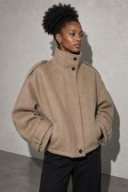 Maia | Women's High Neck Button Front Wool Blend Jacket