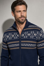 Men's Cardigan Fair Isle Zip-Up Front