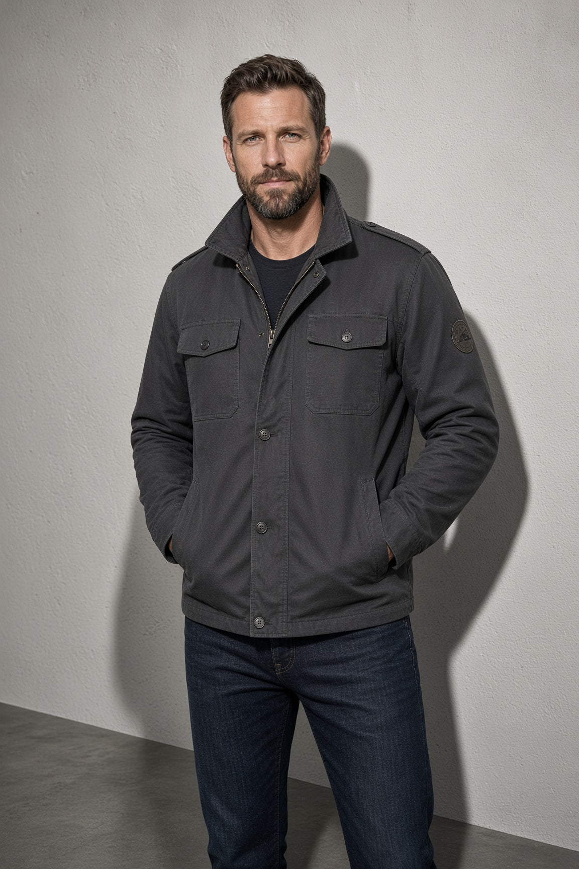Men's Jacket Four-Pocket Stand Collar