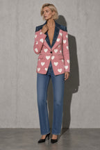 Women's Blazer Statement Pattern Single Button