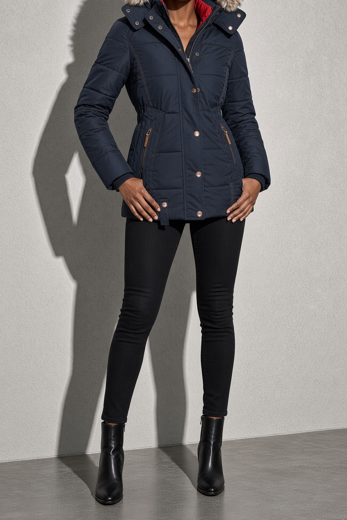 Women's Jacket Puffer Faux Fur Trim