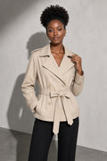 Women's Coat Belted Trench Double-Breasted Front