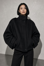 Maia | Women's High Neck Button Front Wool Blend Jacket
