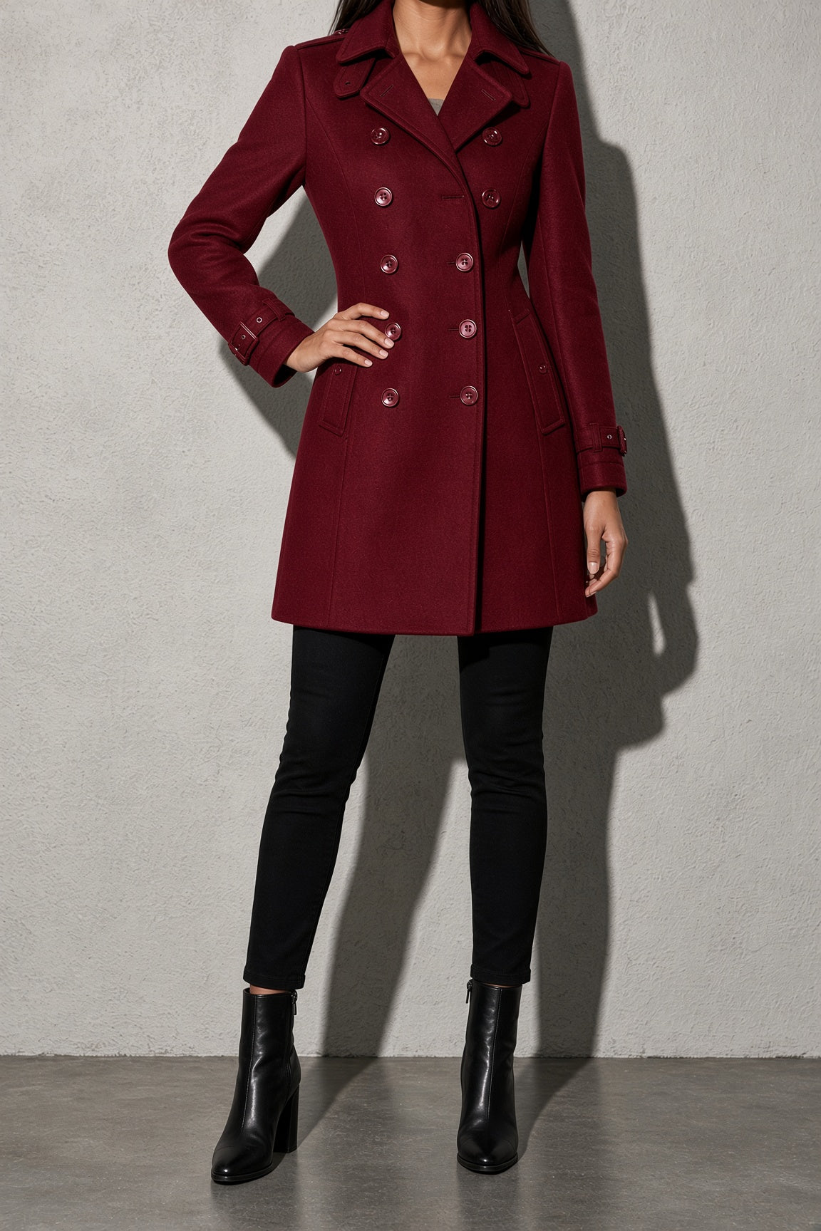 Women's Coat Double Breasted Longline