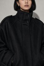 Maia | Women's High Neck Button Front Wool Blend Jacket