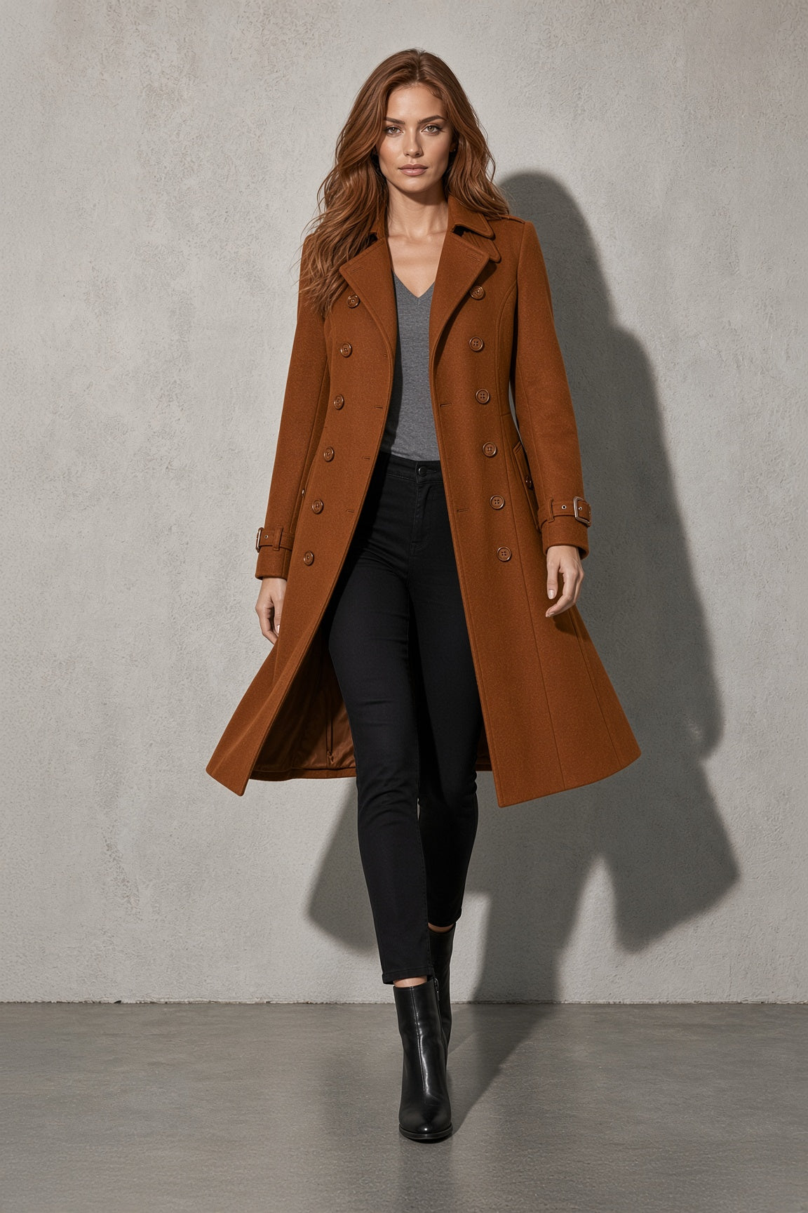 Women's Coat Double Breasted Longline
