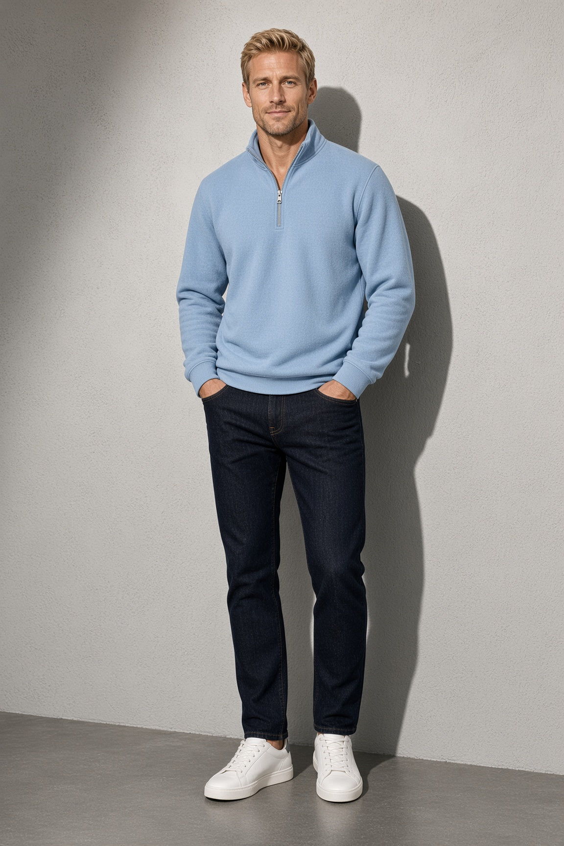 Men's Sweatshirt Quarter-Zip Stand Collar