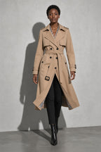Women's Coat Belted Trench Double-Breasted Front