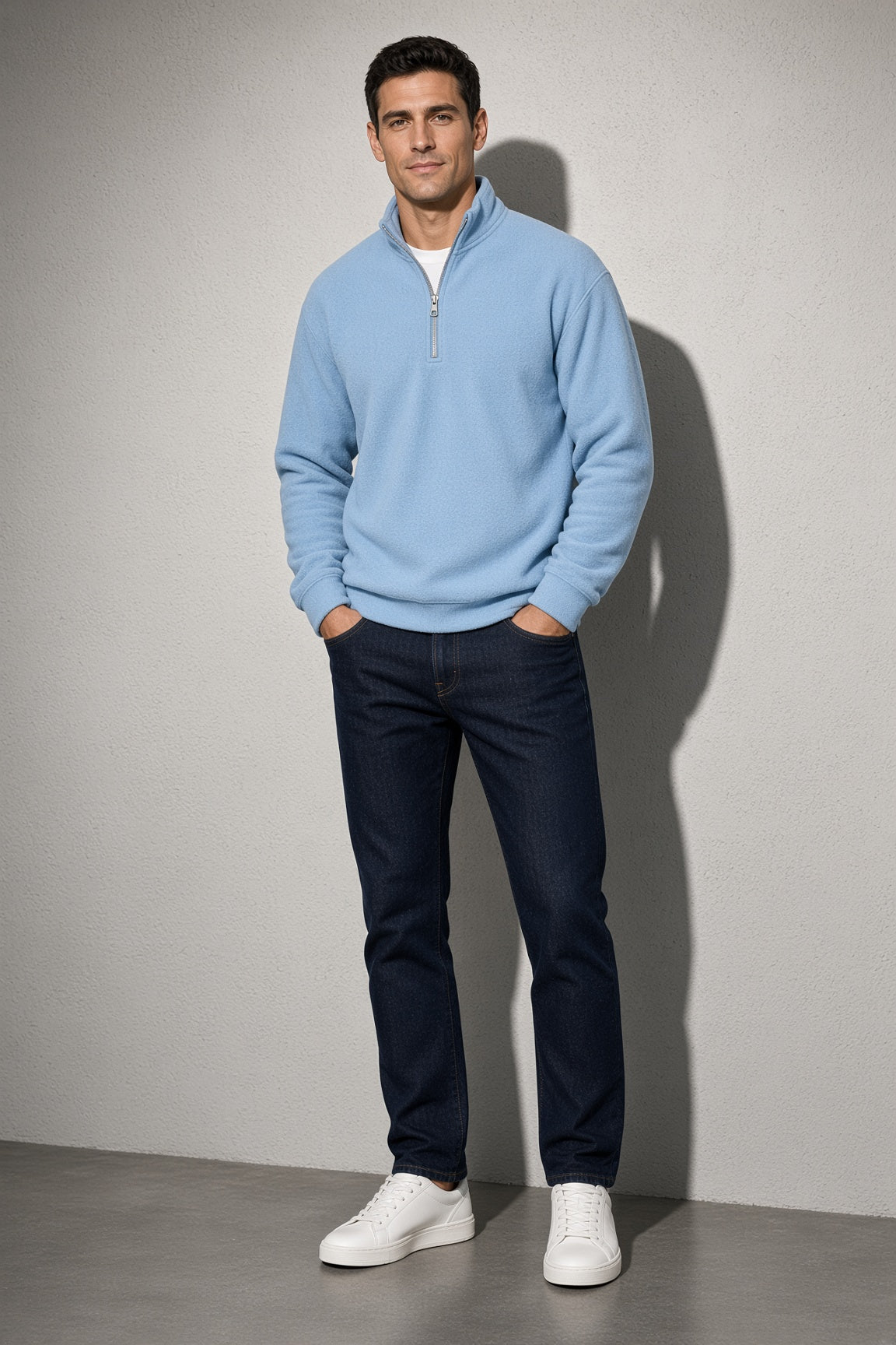Men's Sweatshirt Quarter-Zip Stand Collar