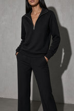 Women's Sweatshirt Quarter-Zip Lapel Collar
