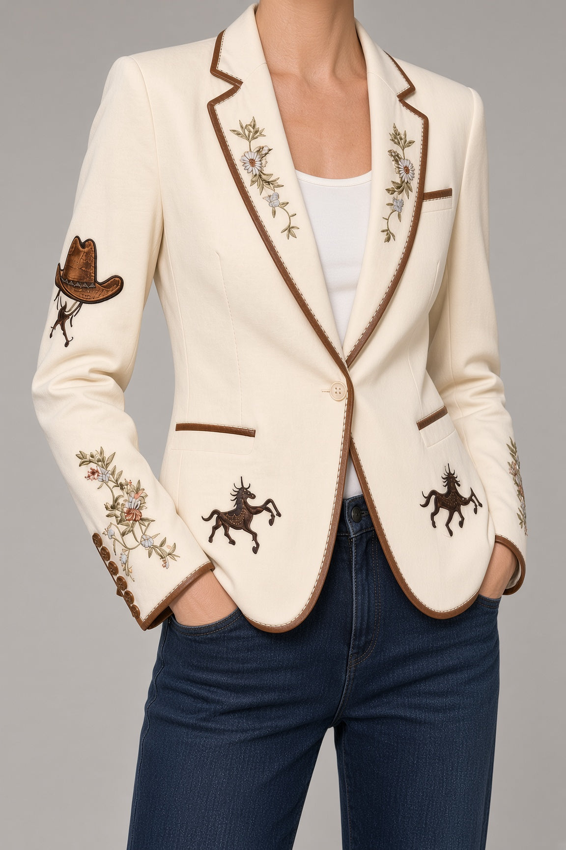 Women's Blazer Western Embroidered