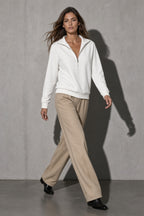 Women's Sweatshirt Quarter-Zip Lapel Collar