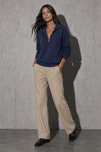 Women's Sweatshirt Quarter-Zip Lapel Collar