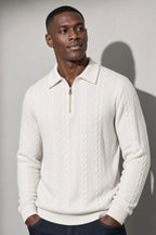 Men's Sweater Collared Quarter-Zip Textured Knit
