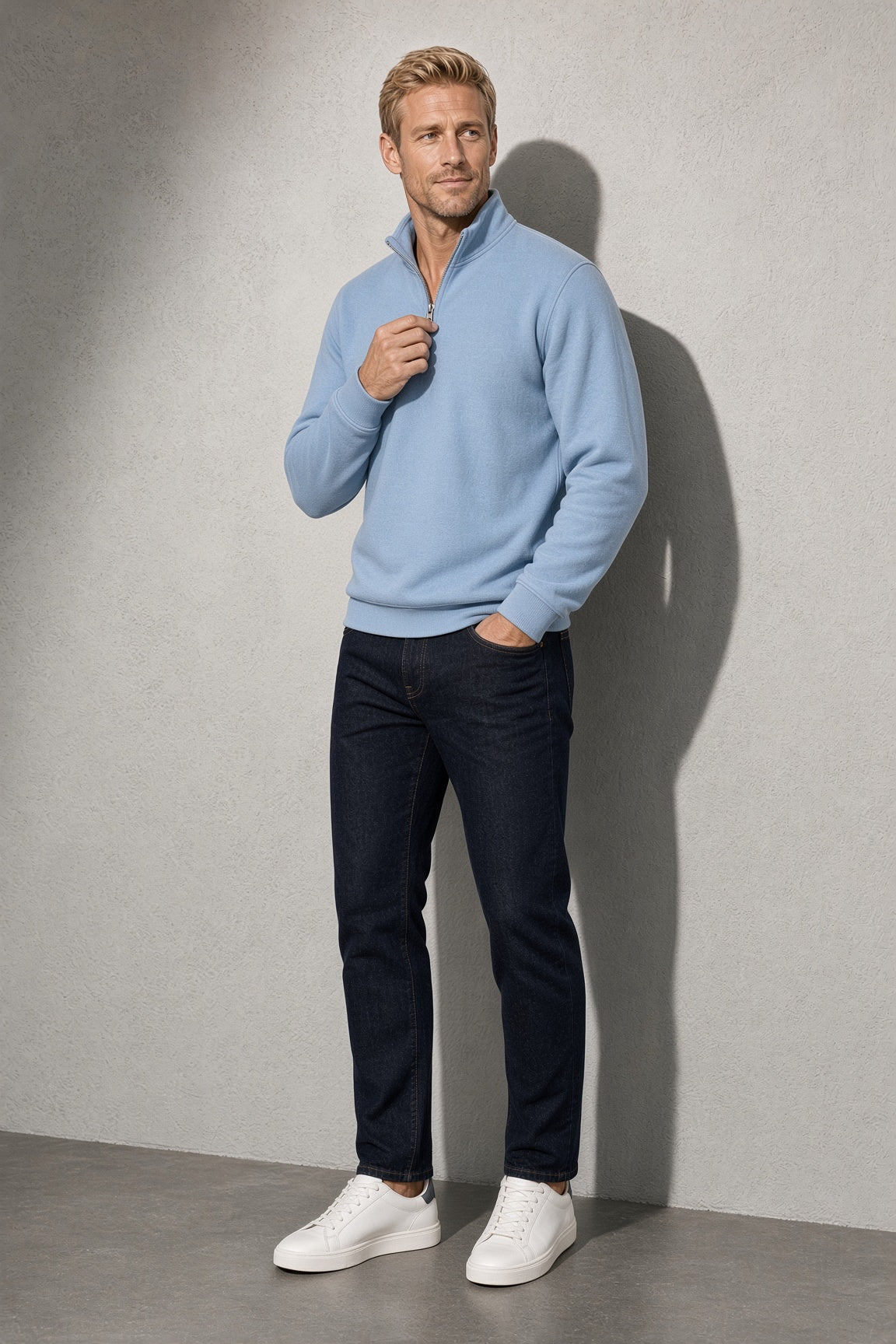 Men's Sweatshirt Quarter-Zip Stand Collar
