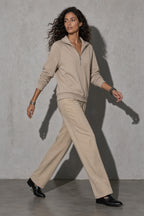 Women's Sweatshirt Quarter-Zip Lapel Collar