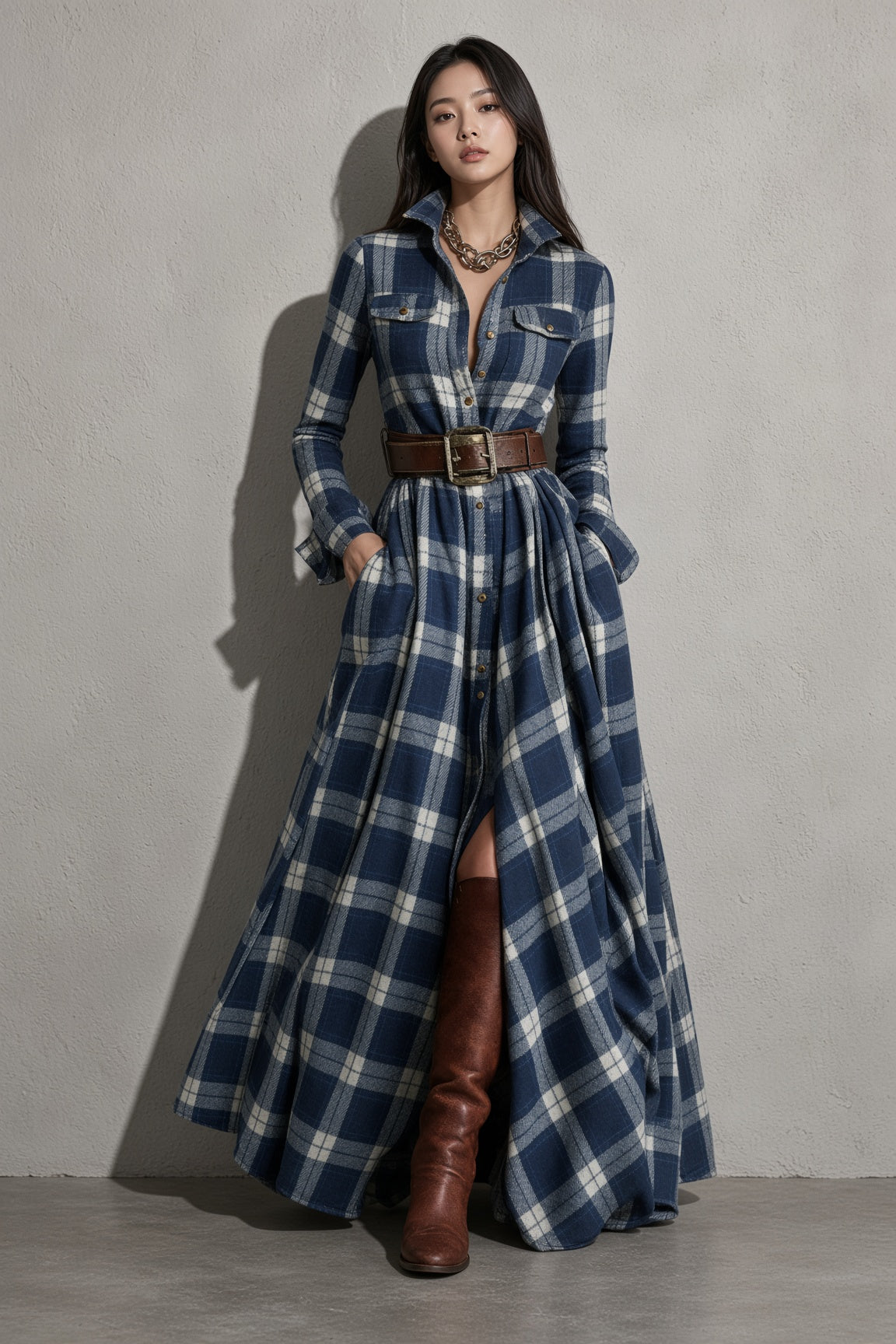 Lauren | Classic Belted Button-Up Shirt Dress
