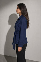 Women's Coat Belted Trench Double-Breasted Front