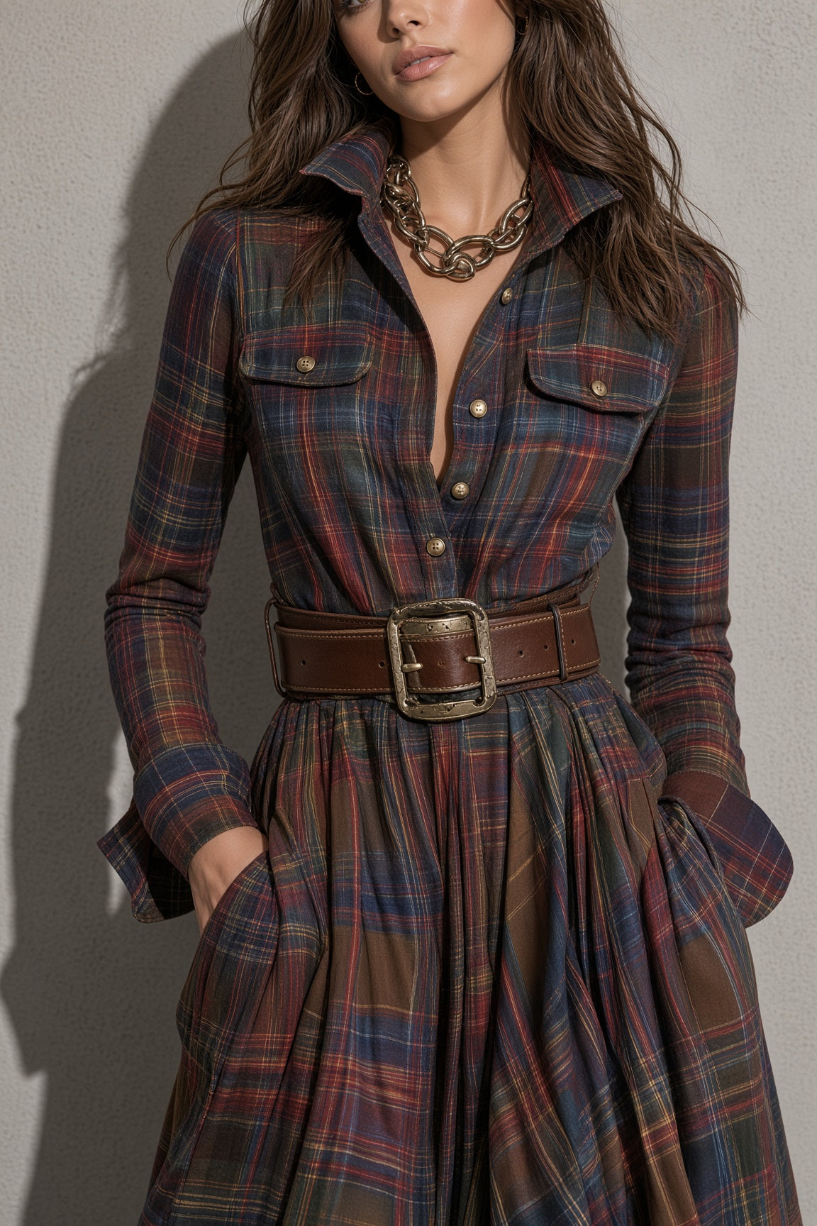 Lauren | Classic Belted Button-Up Shirt Dress