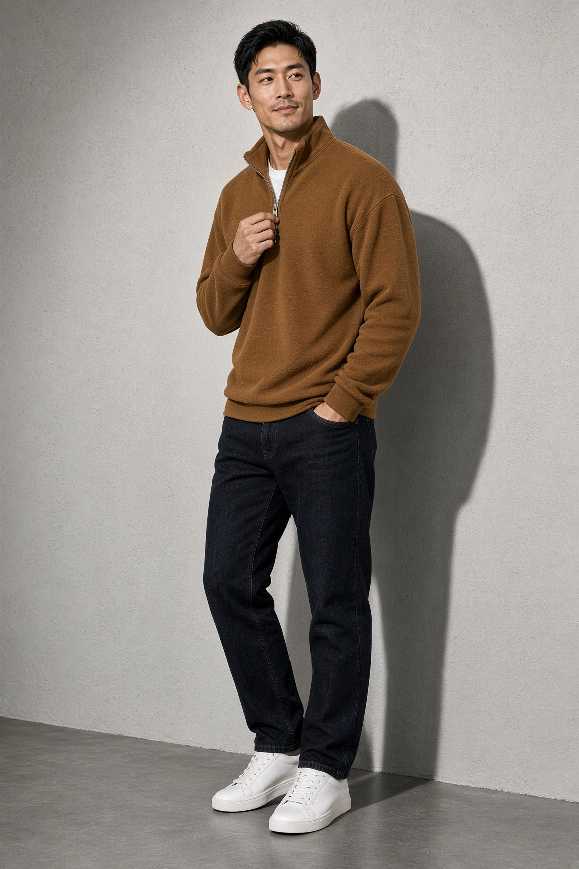 Men's Sweatshirt Quarter-Zip Stand Collar