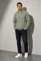 Men's Sweatshirt Quarter-Zip Stand Collar