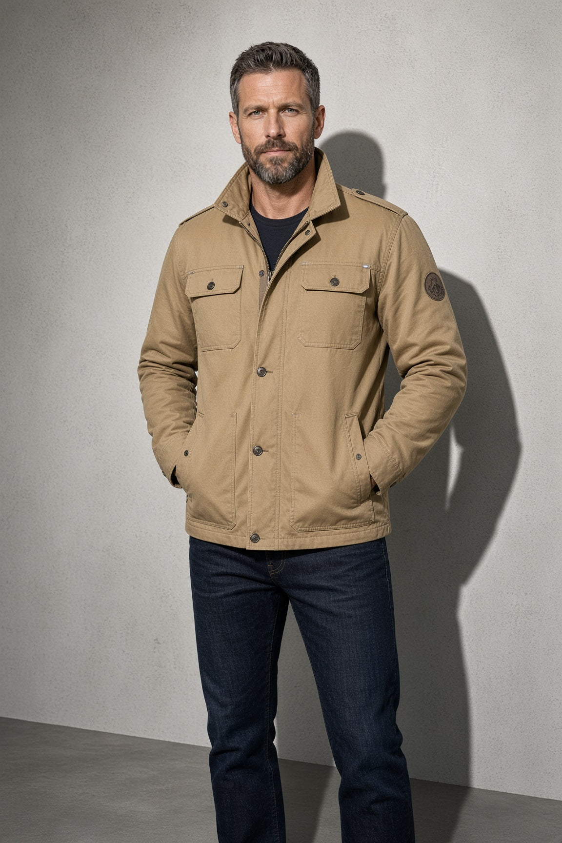 Men's Jacket Four-Pocket Stand Collar