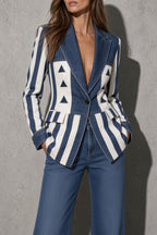 Women's Blazer Statement Pattern Single Button