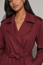 Women's Coat Belted Trench Double-Breasted Front