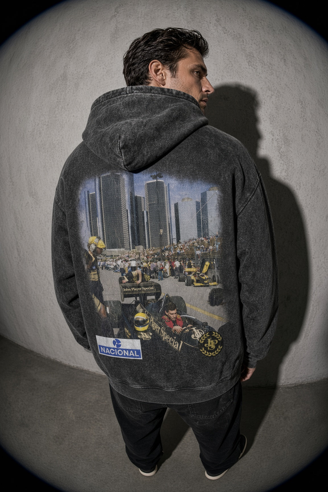 Men's Hoodie Washed Graphic Kangaroo Pocket