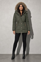Women's Jacket Puffer Faux Fur Trim