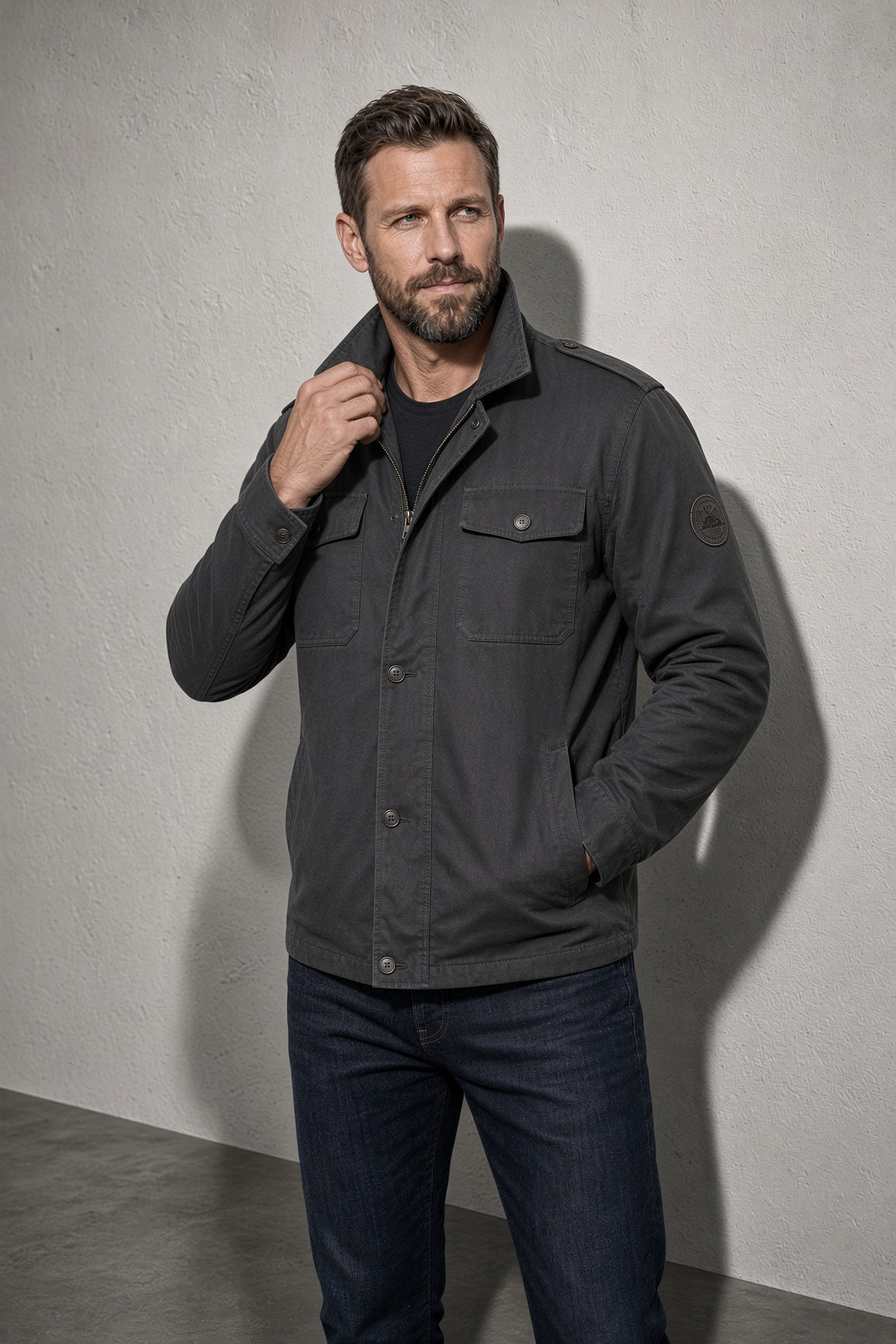 Men's Jacket Four-Pocket Stand Collar
