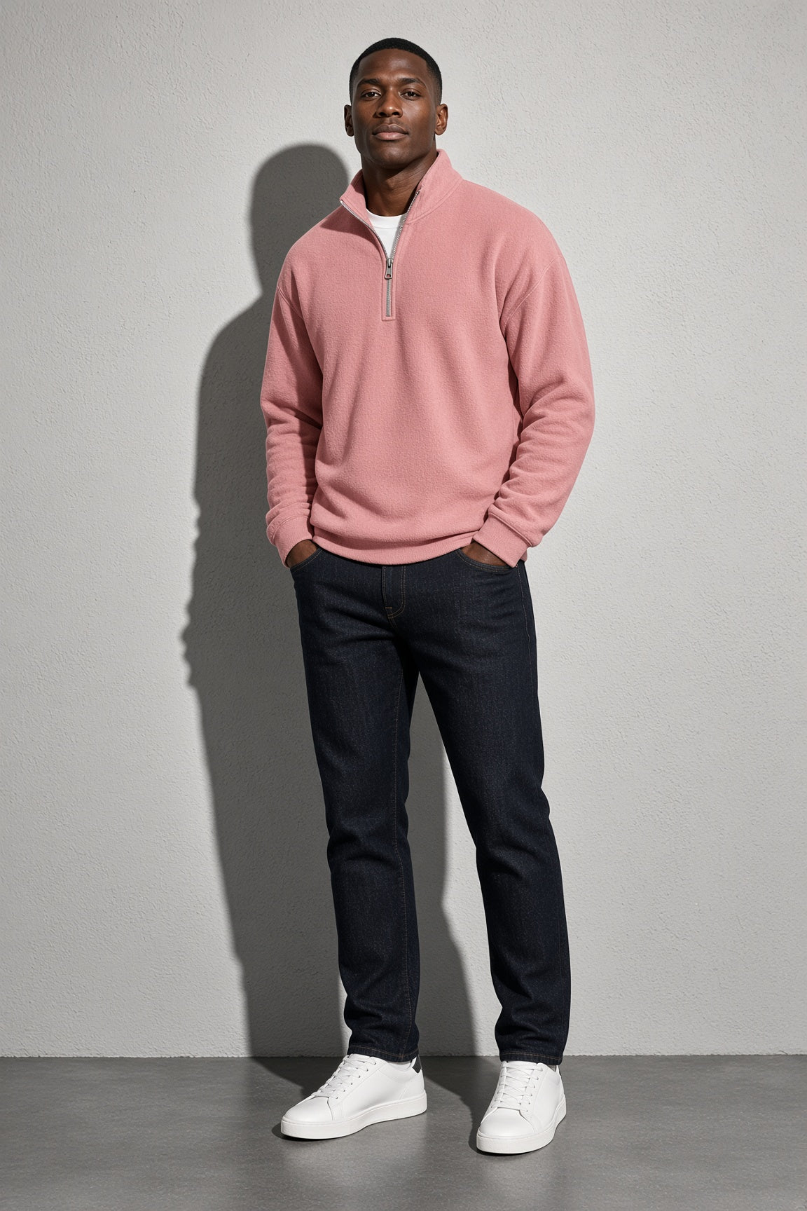 Men's Sweatshirt Quarter-Zip Stand Collar