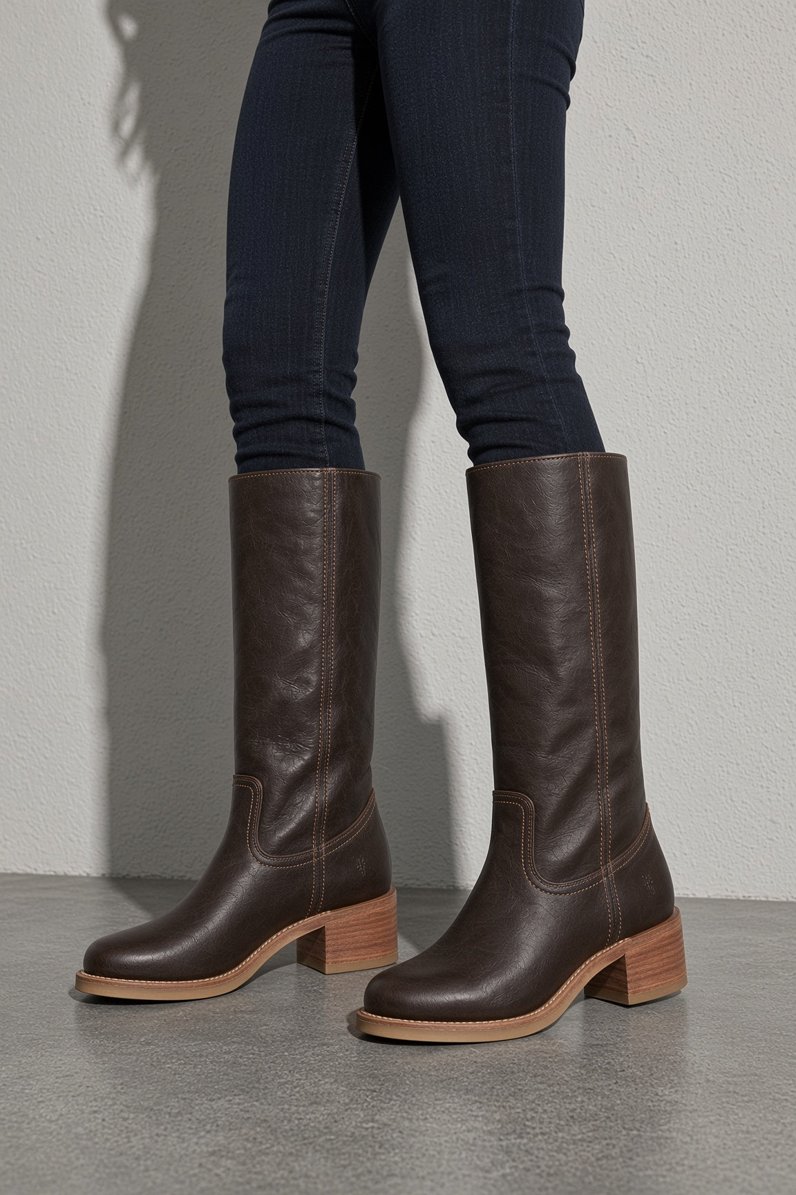 Boots For Women | Mid Calf Block Heel With Closed Toe