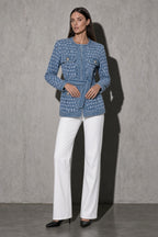 Women's Jacket Floral Denim Belted