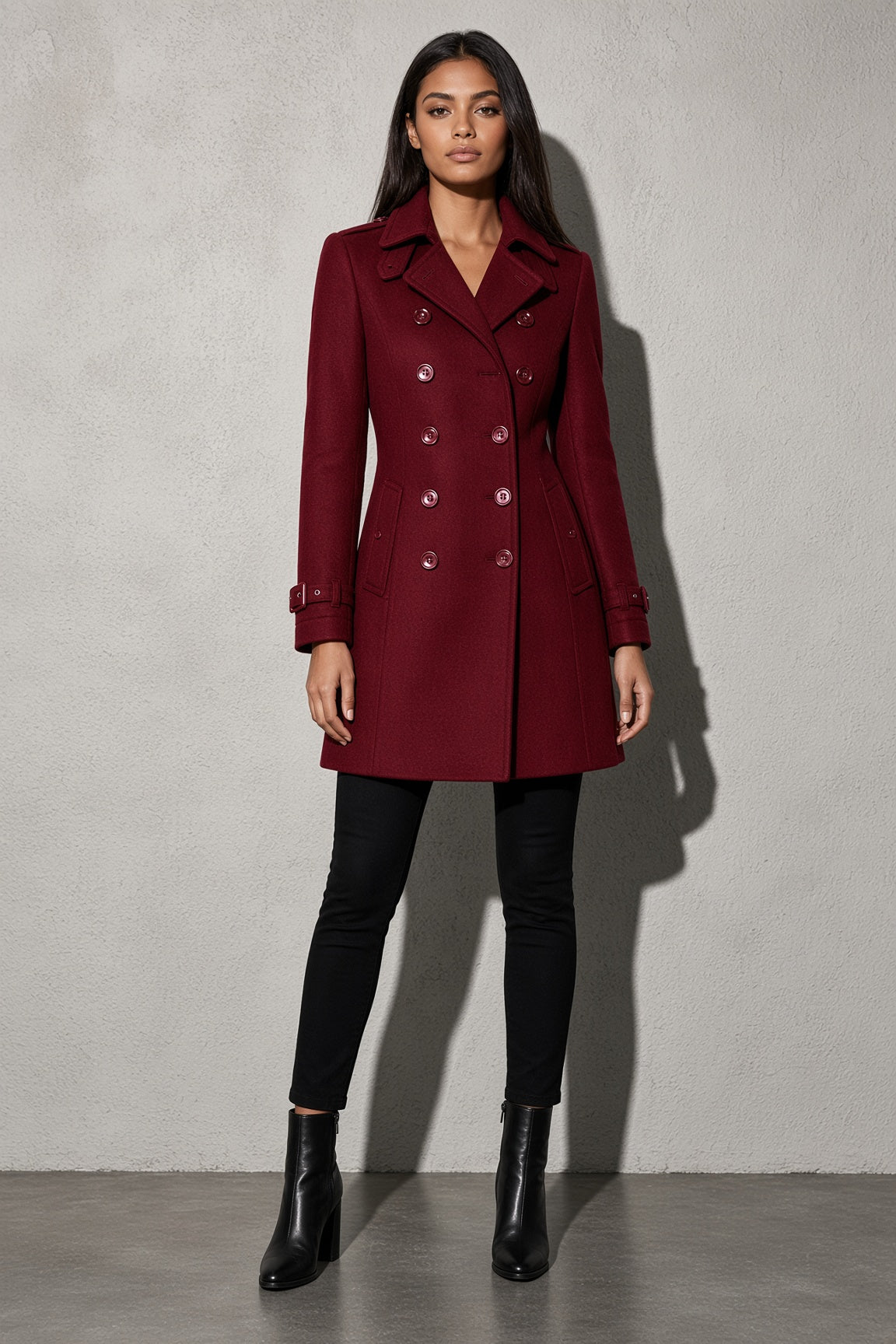 Women's Coat Double Breasted Longline