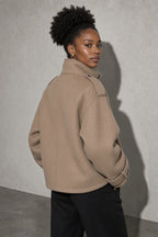 Maia | Women's High Neck Button Front Wool Blend Jacket