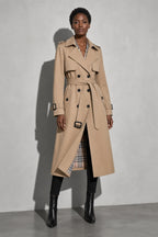 Women's Coat Belted Trench Double-Breasted Front