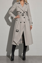 Women's Coat Belted Trench Double-Breasted Front